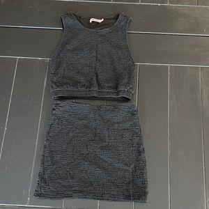 Elegant Black Textured Skirt Set